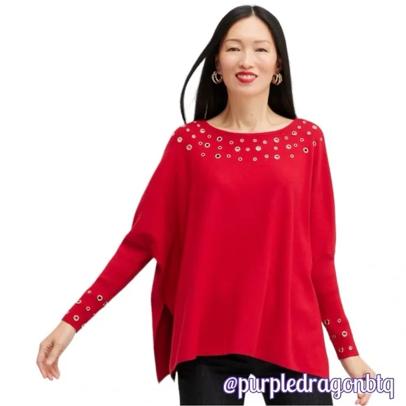 Chico s Sweaters Chicos Grommet Detail Sweater Poncho Nwt Sale